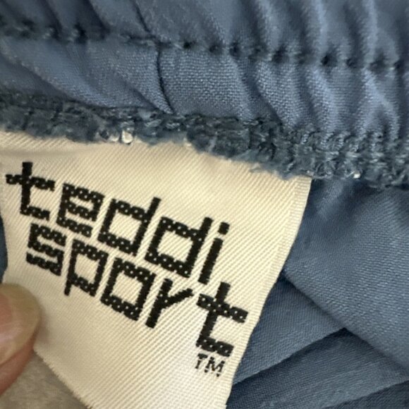 Teddi Sport Vtg Leisure Suit Ladies Track Lightweight Blue Shoulder pads LARGE - Picture 7 of 8